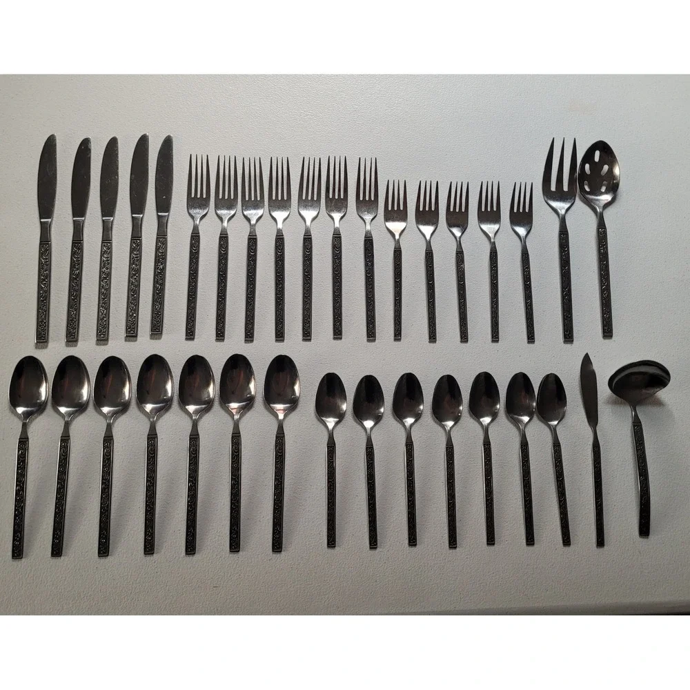 Vintage Nasco Castellano Stainless Flatware Set 35pc Korea Silverware